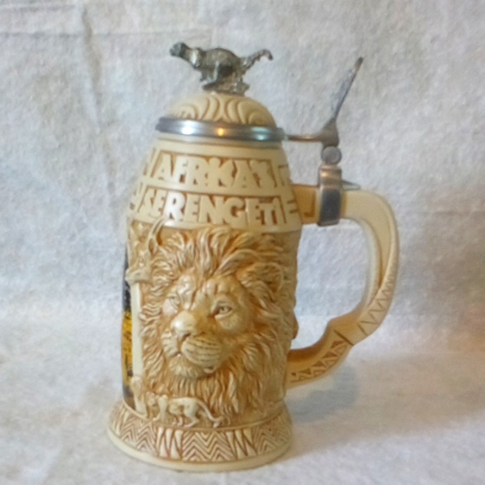 Beer Stein Africa's Serengeti # 06305 beautifully done with wildlife 10" - Picture 3 of 8